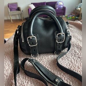 T by Alexander Wang Black Leather Satchel with Silver Hardware